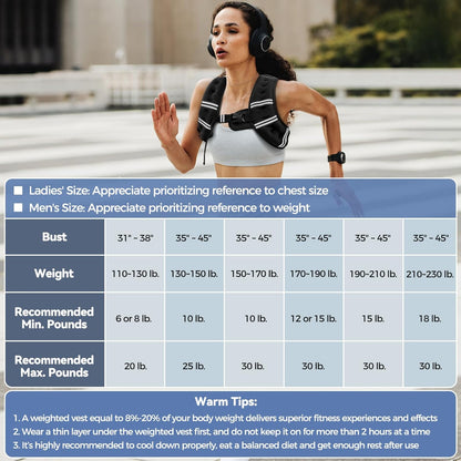 Weighted Vest for Women & Men with Reflective Stripe and Adjustable Buckle, Comfortable & Durable Rucking Vest for Walking, Running & Strength Training