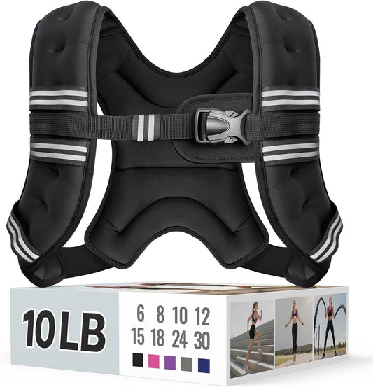 Weighted Vest for Women & Men with Reflective Stripe and Adjustable Buckle, Comfortable & Durable Rucking Vest for Walking, Running & Strength Training