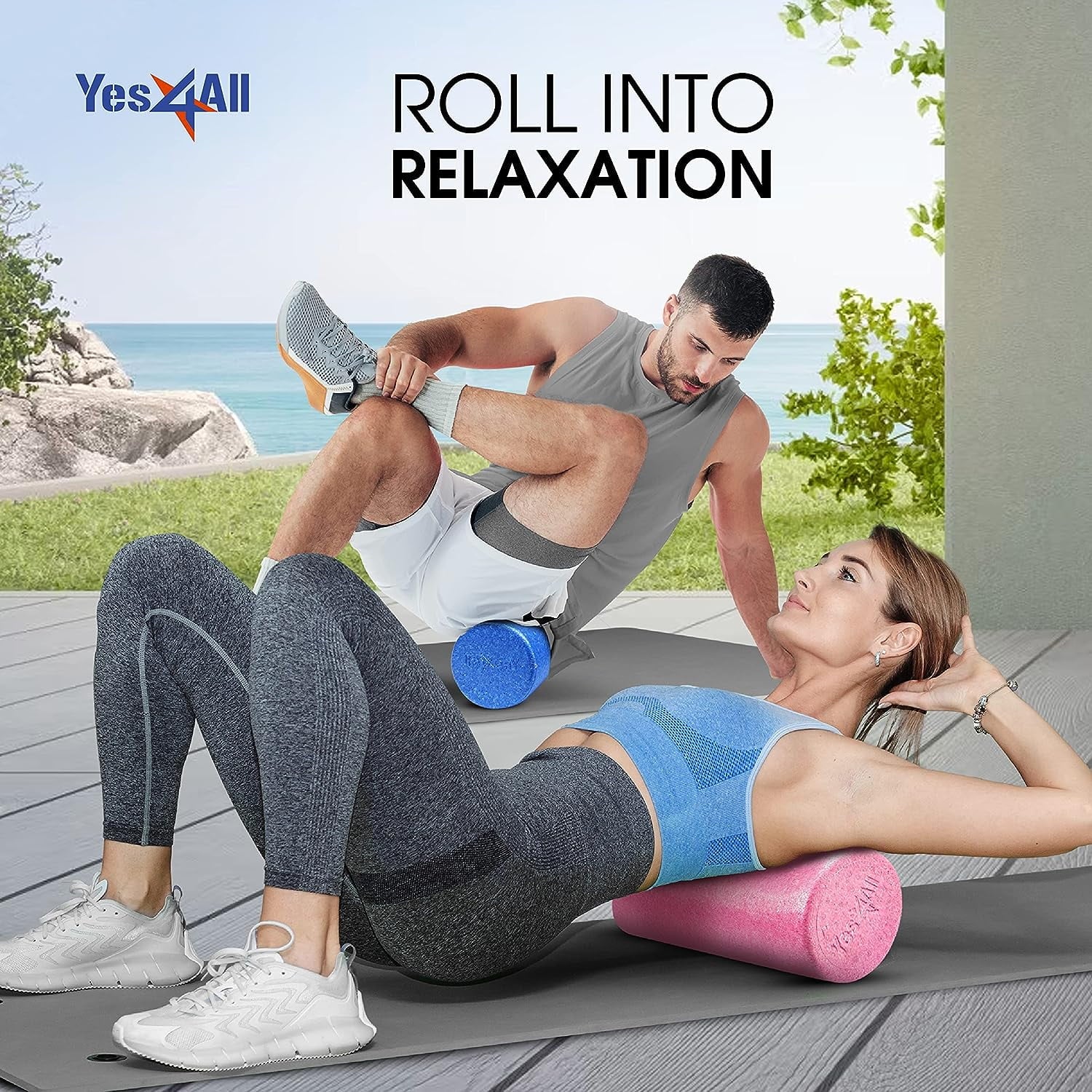 36Inch Exercise Foam Roller EPP Blue