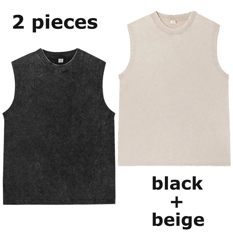 Vintage Acid Wash Cotton Tank Tops