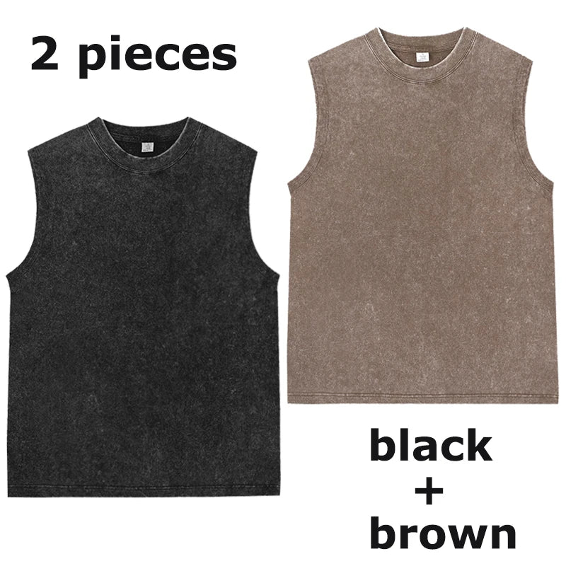 Vintage Acid Wash Cotton Tank Tops