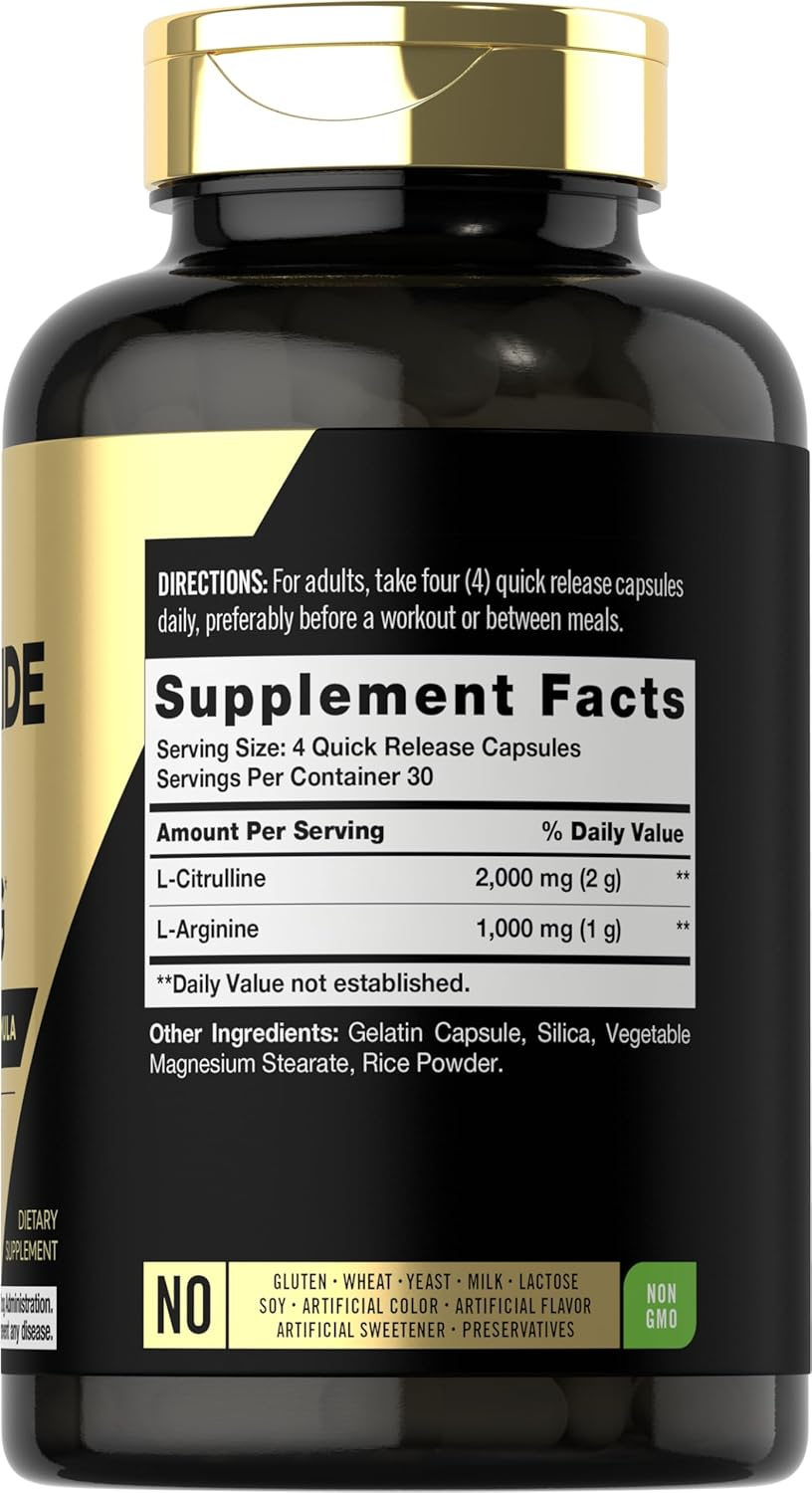 Nitric Oxide Supplement 3000Mg | 120 Capsules | Pre Workout with L-Arginine