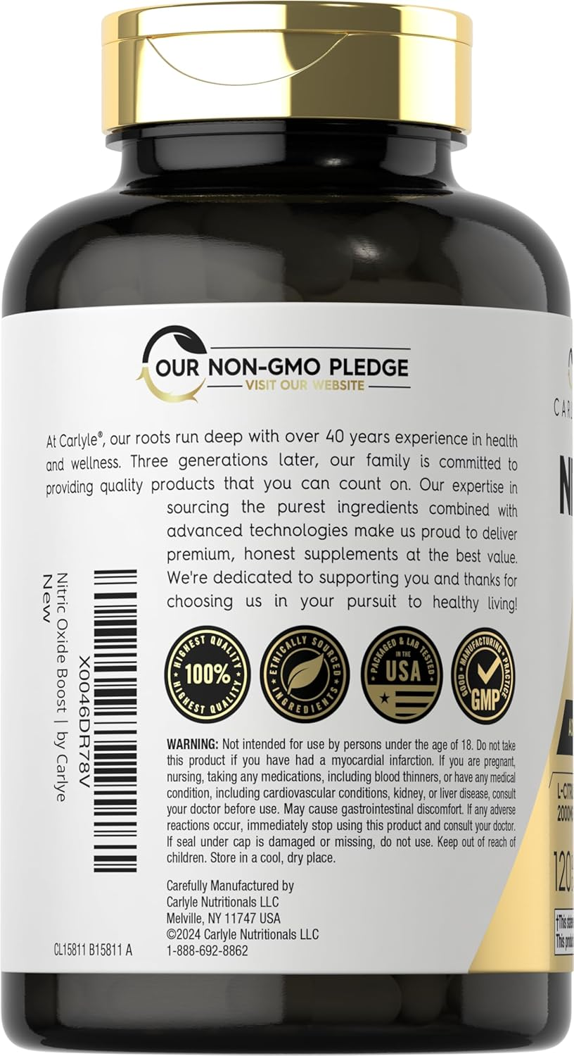 Nitric Oxide Supplement 3000Mg | 120 Capsules | Pre Workout with L-Arginine