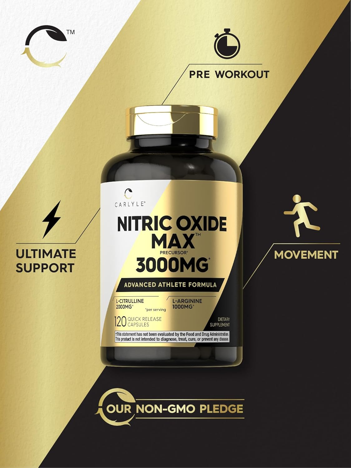 Nitric Oxide Supplement 3000Mg | 120 Capsules | Pre Workout with L-Arginine